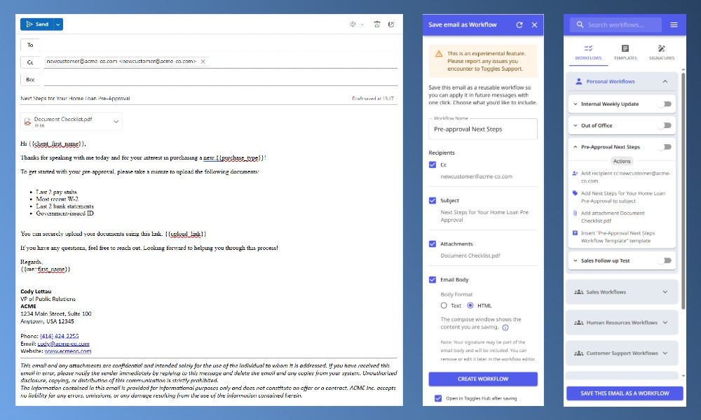 Quick Workflow Creation Feature